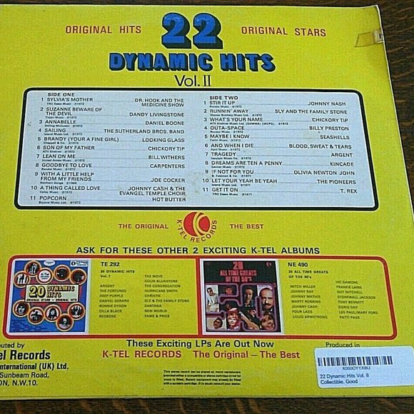 Vinyl LP Various 22 Dynamic Hits - Vol. II  K-Tel Records 1972 Compilation Album - Picture 2 of 16